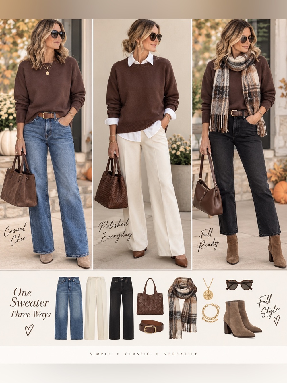 Vigoss Women's Chocolate Brown Crew Neck Sweater